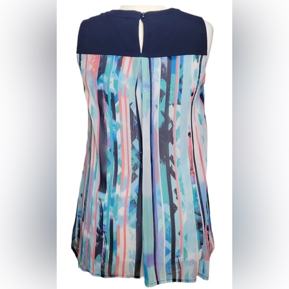 FDJ French Dressing Jeans Top Tunic Sleeveless Abstract Button Closure - Picture 7 of 8